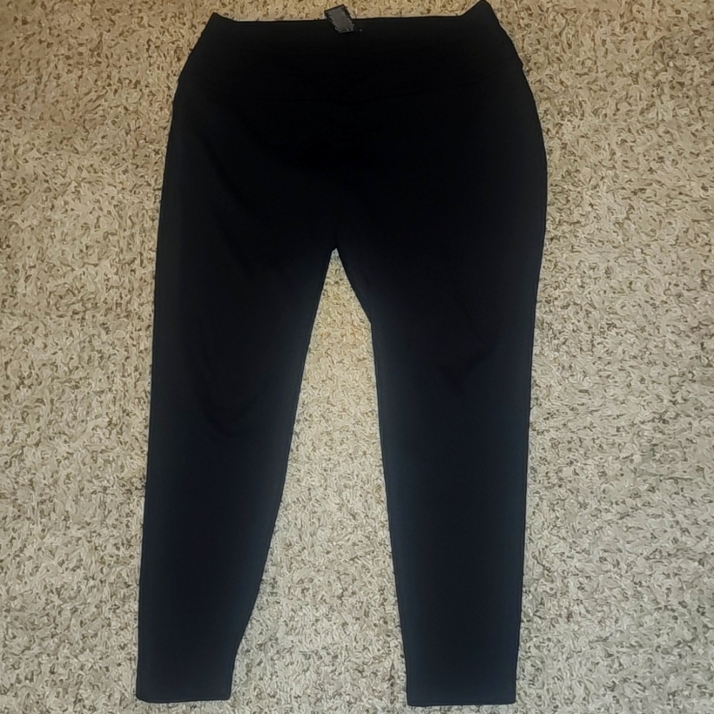 Attention, Black Slim Polyester Pants, Size XL
